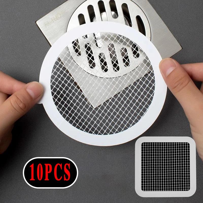 10 pçs redondo descartável dreno de chão adesivo chuveiro banheiro banho rolhas de cabelo filtro net casa fornecimento ferramentas limpeza