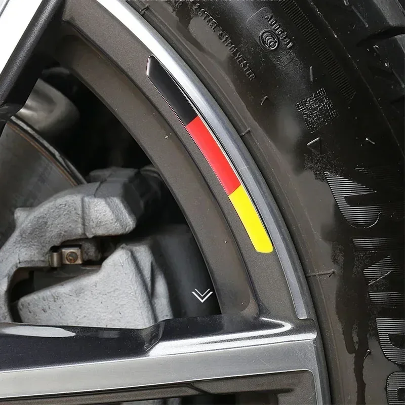 QA 4x Universal Italy Germany National Flag Aluminium Car Rims Wheel Eyebrow Stickers Decal Emblem Badge Tire Rim Decorative Str
