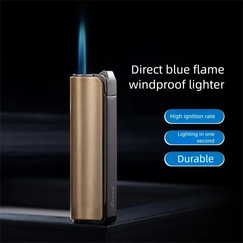 New Press Torch Lighter, Windproof Blue Flame Personality Fashionable Butane Inflatable Lighter, Holiday Gift