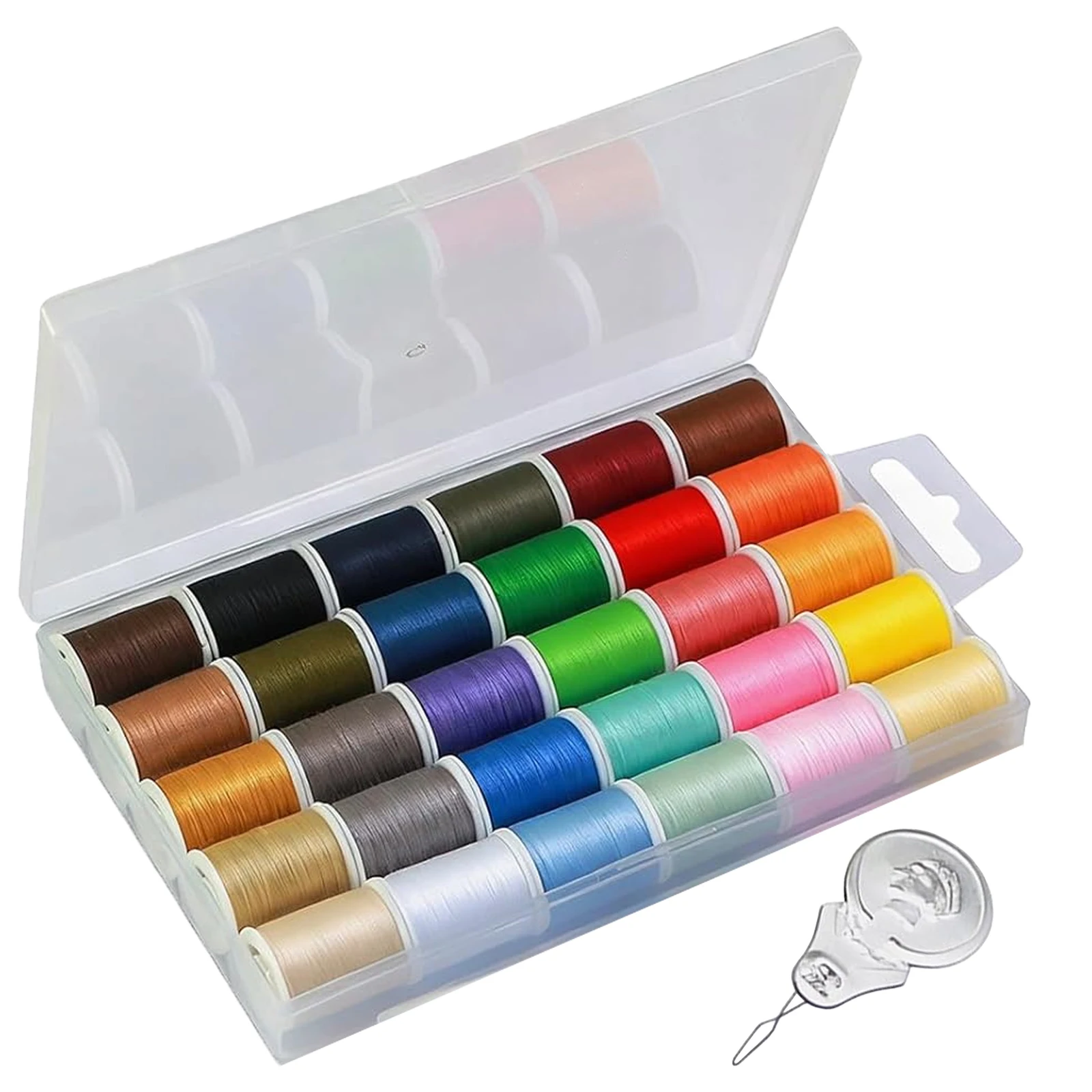 1 Boxen/Set, mehrfarbig, handliche Nähgarn aus Polyester und 1 Nadeleinfädler, für Hand- und Maschinen-DIY-Nähwerkzeuge