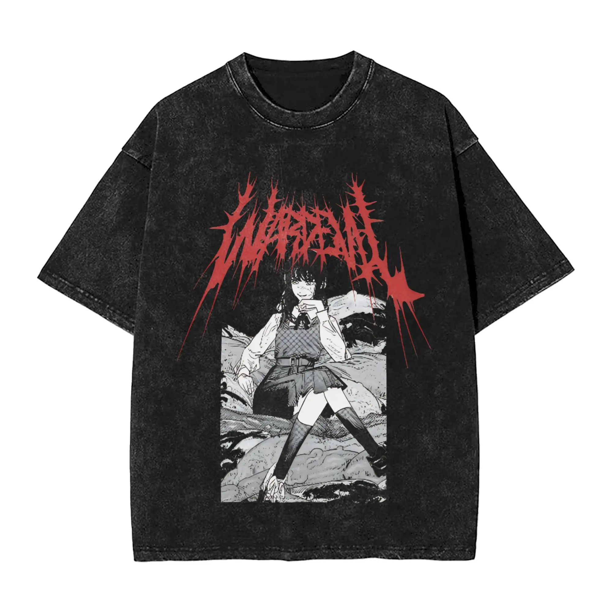 Yoru Chainsaw Man War Devil T Shirt Washed 100% Cotton Oversize T-Shirt Asa Mitaka for Men Women Top Streetwear Summer Tee Shirt