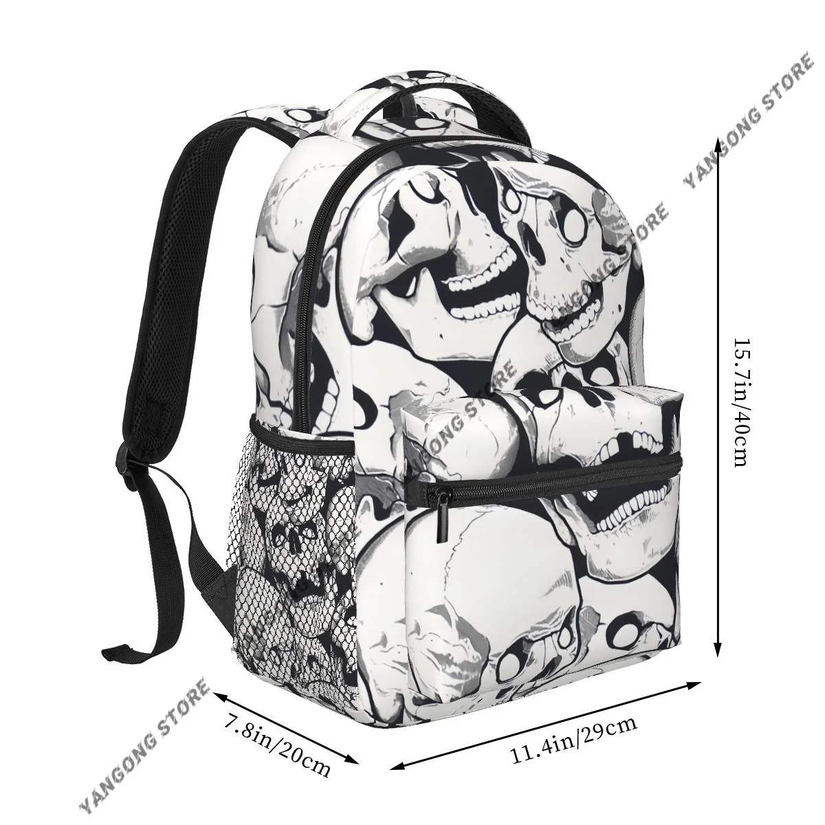 2026 Unisex Monochrome Engraving Skulls Female Travel Daypack Laptop Backpack Book Schoolbags Feminina School Casual Women Bag