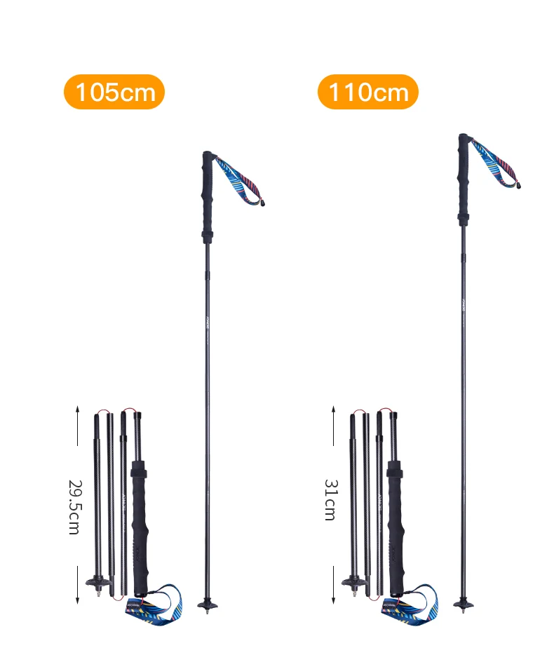 2pcs AONIJIE New Folding Outdoor Quick Lock Hiking Pole Walking Stick 105cm 115cm Trekking Pole For Height 155cm to 175cm