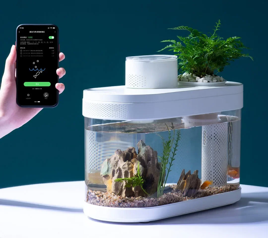 Smart Amphibious Aquarium, Pro WiFi Box C180 with Feeder & RGB Light