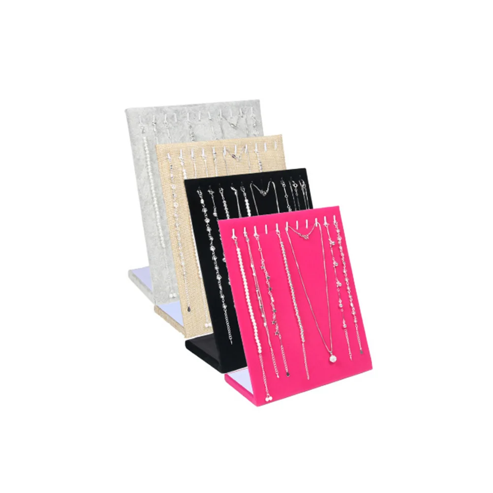 

Necklace Display Stand Small Size Linen Paperboard Organizer Lightweight Portable Jewelry Display Holder Necklace Bracelet