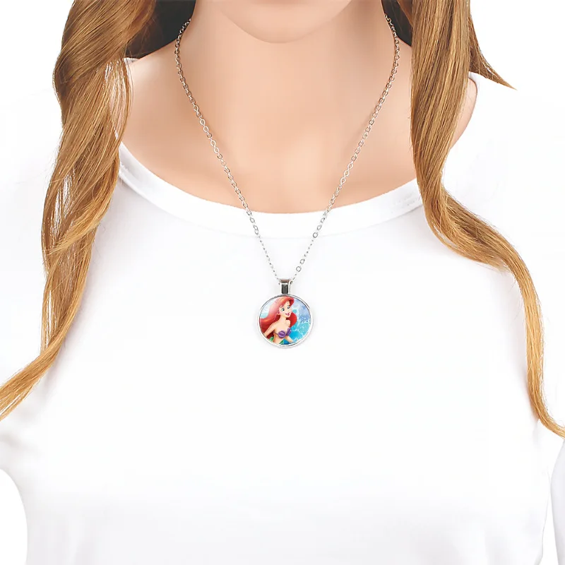 Disney Princess The Little Mermaid Ariel Necklace Pendant Mermaid Princess Ariel Girls Fashion Jewelry Necklace Birthday Gifts