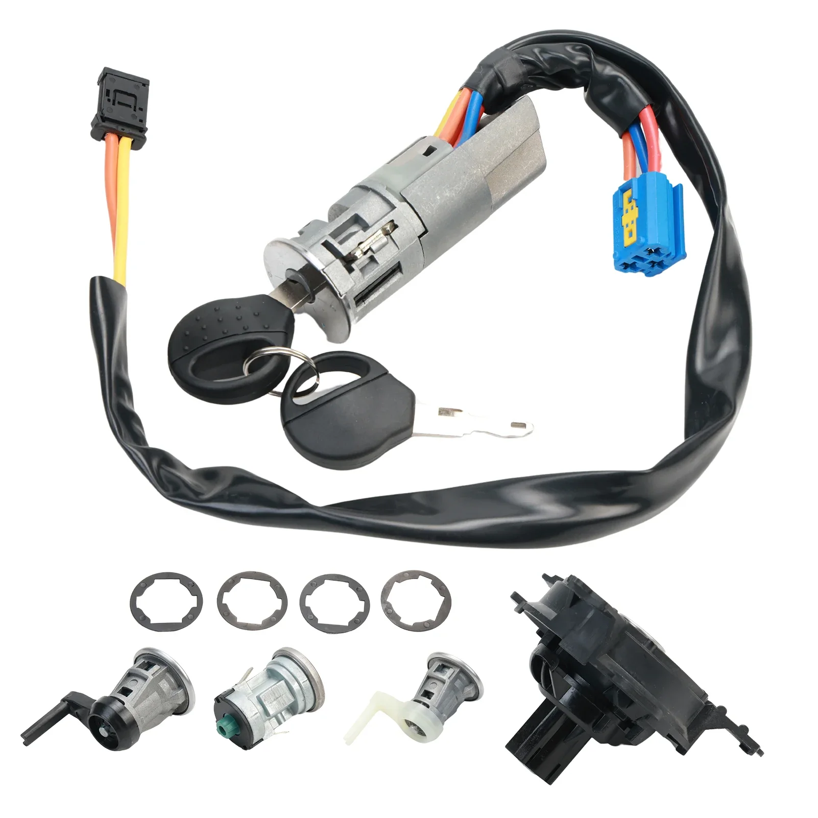 Set di 3 serrature + tappo carburante Neiman + 2 tasti compatibile con Peugeot 206 (dal 1998)