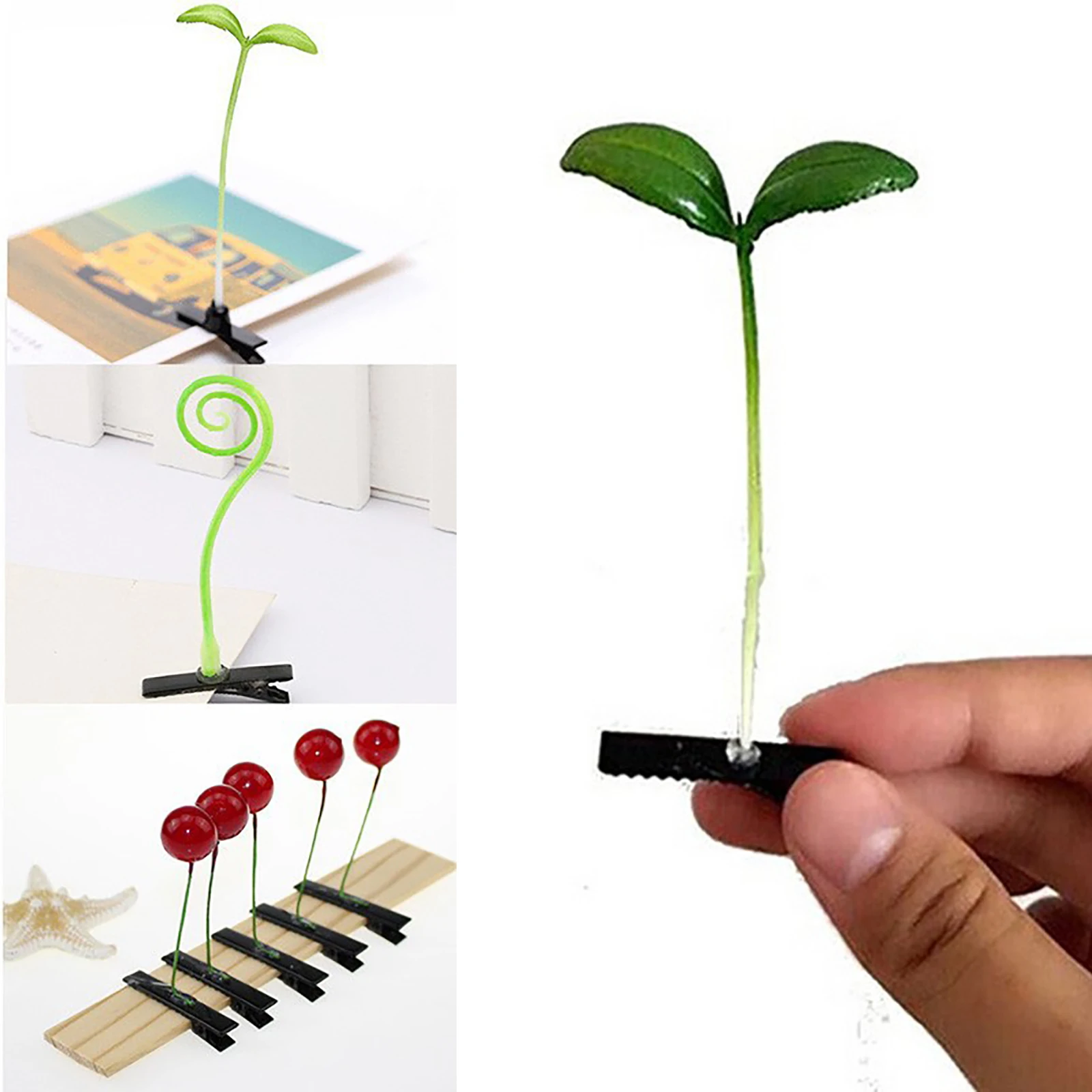 4PC Fashion Unisex Funny Grass Clips Adorable Flower Mushroom Grass Sprout Bean Antenna Hairpins Headwear Hair Claw Clip Clamp