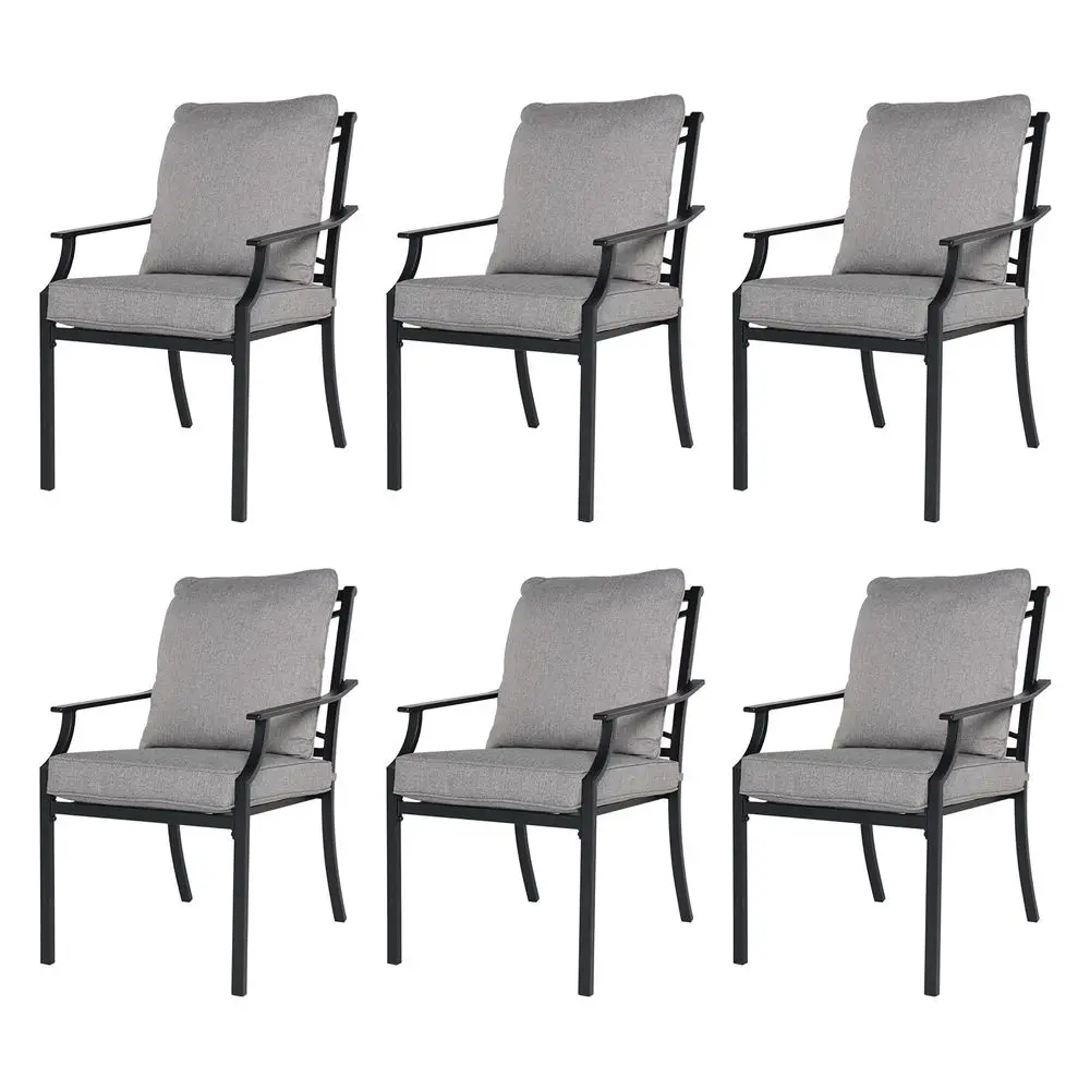 

Dining Chairs Set of 6Outdoor Fixed Patio Dining Chairs Set of 6Fixed Dining ChairOutdoor Dining Chairs with Grey Cushions, Pat
