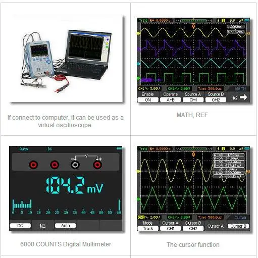 Hantek DSO8060 راسم الذبذبات المحمول خمسة في واحد DMM/محلل الطيف/عداد التردد/مولد الموجي التعسفي #4