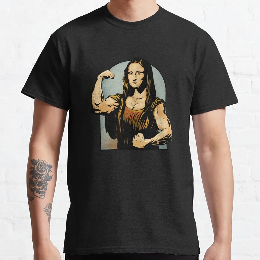 

Funny Gym Rat Mona Lisa GYM meme graphic t shirts Monalisa workout bodybuilding fitness 100% cotton print tee large size tops