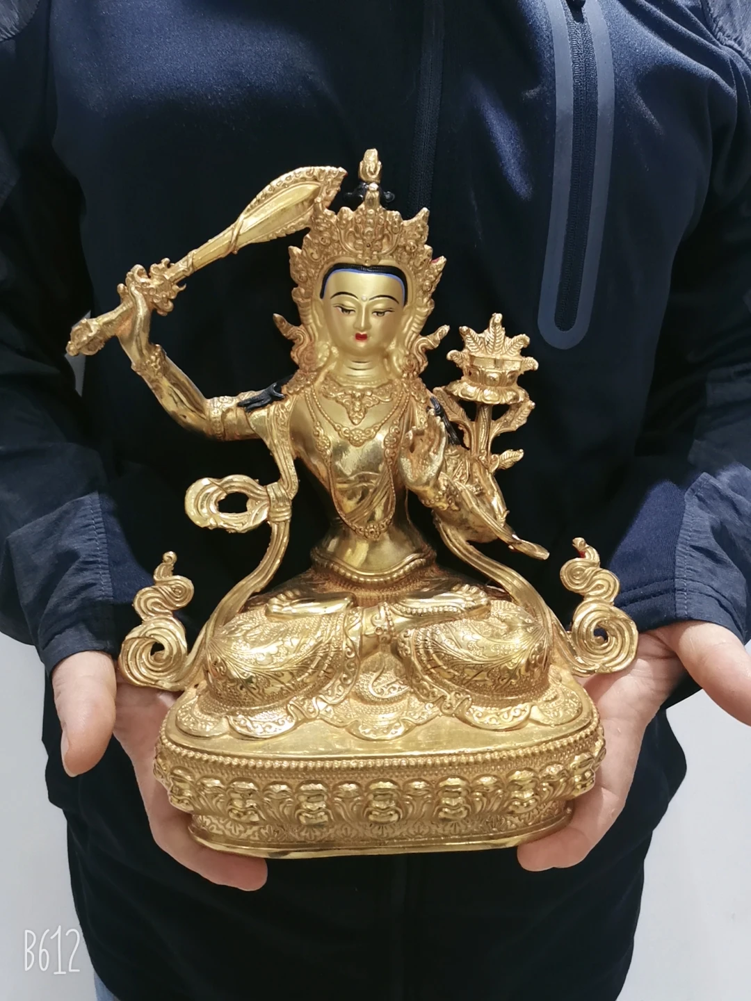 GOOD Wholesale Buddha statue copper gilding Worship Bodhisattva Manjusri WEN SHU Buddha statue Family protection Health safety