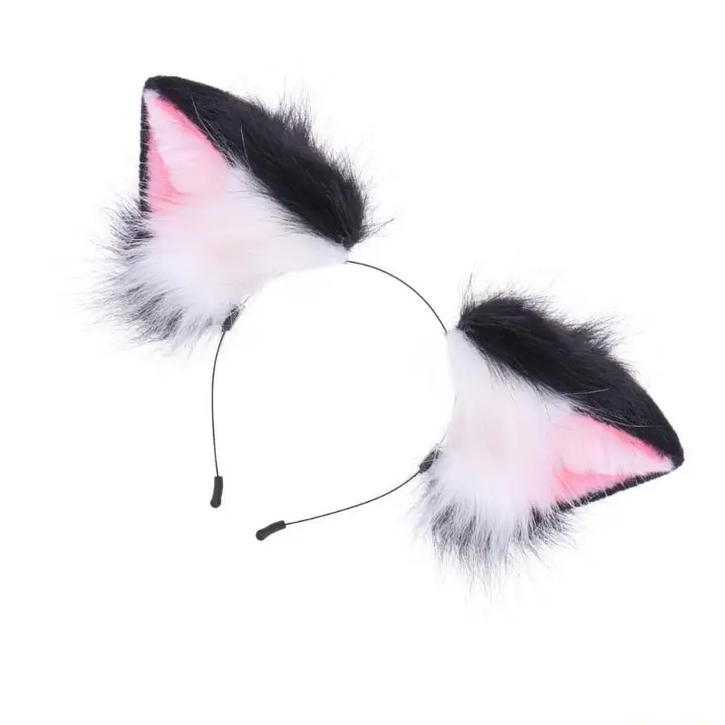 31bf-子猫コスチューム耳毛皮のようなヘッドバンドハロウィーンパーティーステージパフォーマンス用