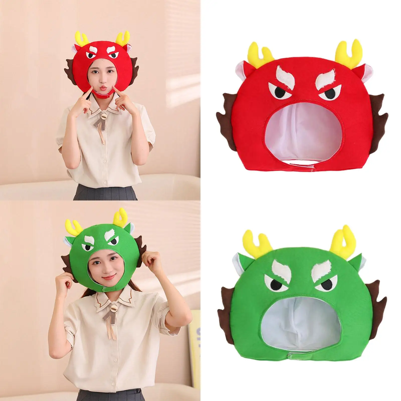 

Cartoon Plush Dragon Hat Cute Decoration Photography Props Dragon Headgear for Role Play Halloween Birthday Festival Night Event