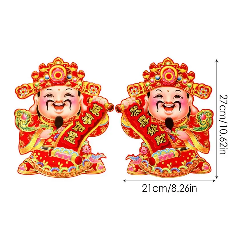 Chinese New Year Door Sticker Celebration Couplet Lunar  Festival Clings home Decorations supplies 3D God of Wealth decals