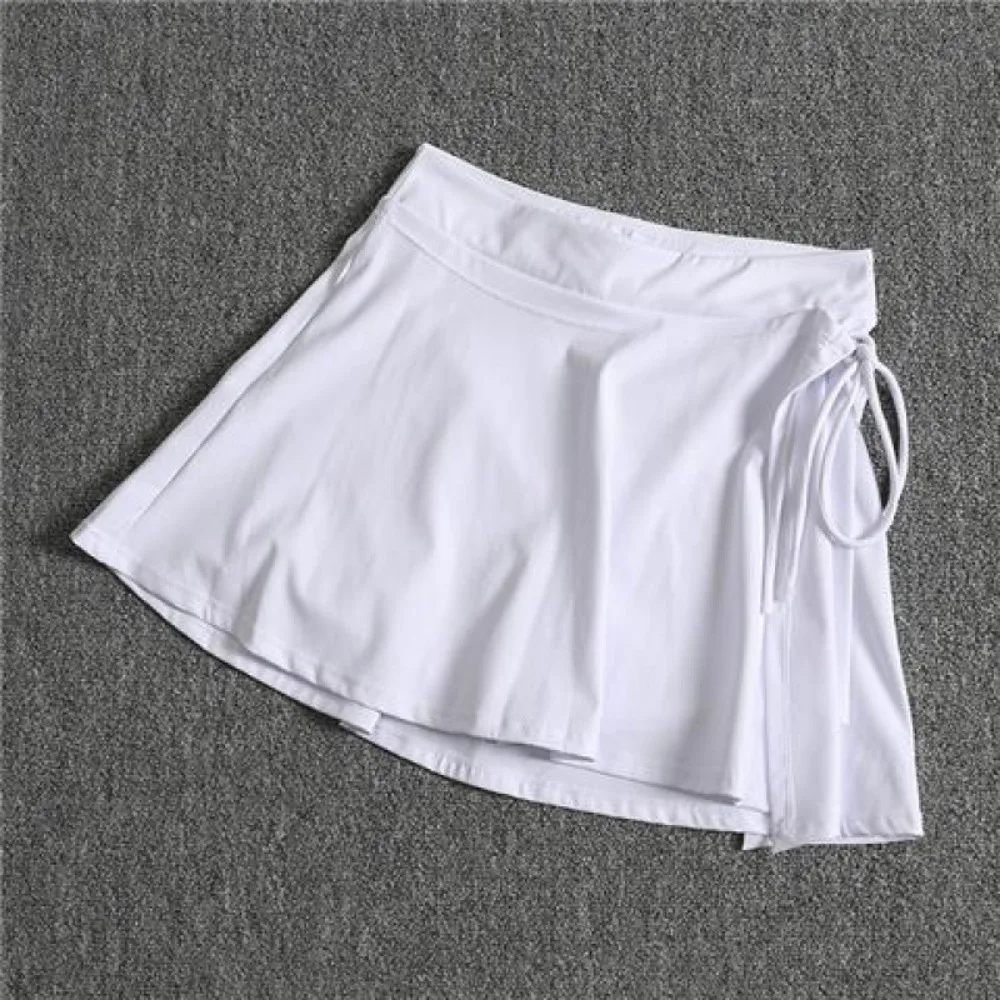 Trendy Solid Color Leisure Fitness Short Skirt PVA Badminton Tennis Skirt Skirt Side Split Skirt