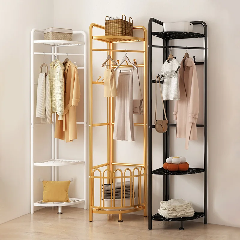 Colgador de ropa de arte del hierro de esquina, dormitorio Simple, sala de estar, almacenamiento independiente en ángulo recto, abrigo Ra Luxury Sle
