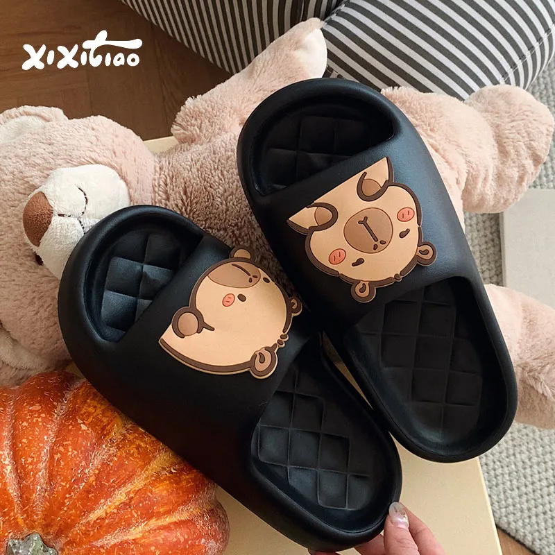

EVA casual home slippers, cute cartoon style, popular summer non-slip indoor fashion sandals for women.