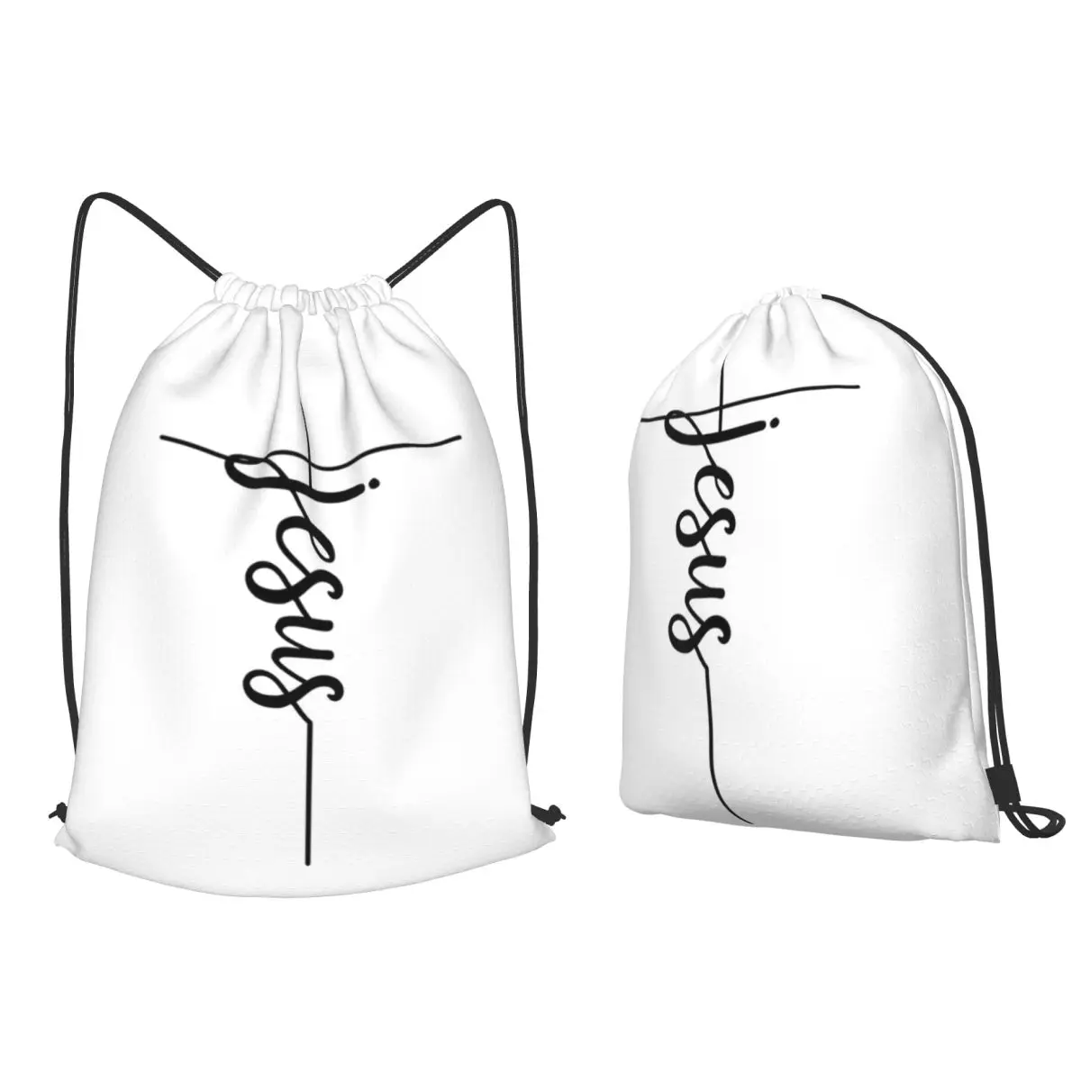 Jesus Cross Backpacks Casual Drawstring Bundle Pocket Sports Bag Book Bags for Travel Students