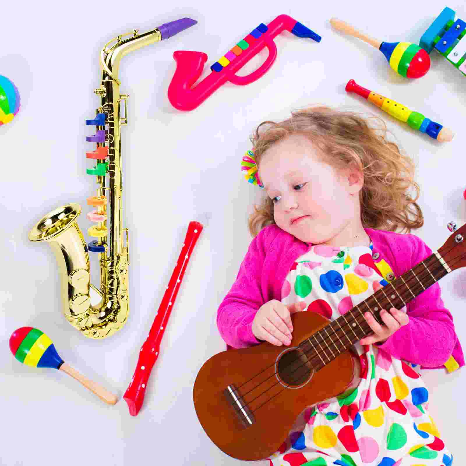 Jouet saxophone en plastique pour enfants, instruments de musique pour tout-petits, accessoire de performance sur scène