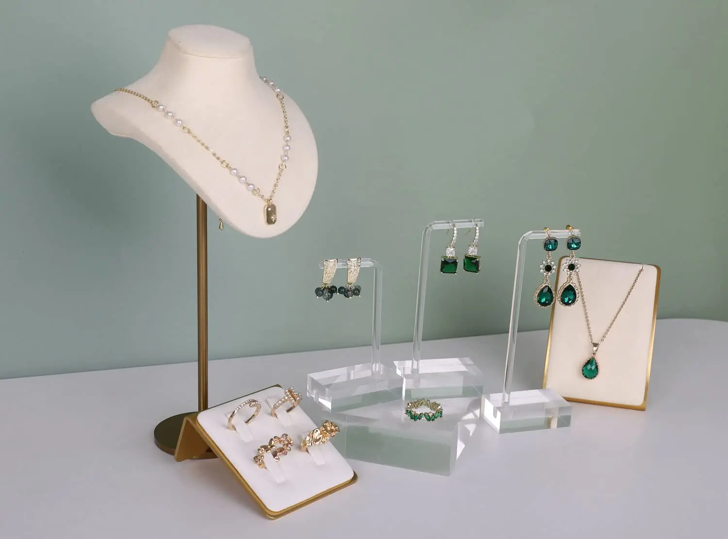 Bamboo Necklace Display Chain Bust Stand Holder For Show Jewelry Organizer Model