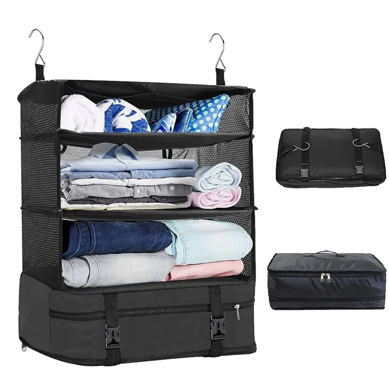 Portable Travel Box Storage Bag Large Capacity Multi-layer Clothing Hanging Bag Foldable Dormitory Wardrobe Hanging Bag