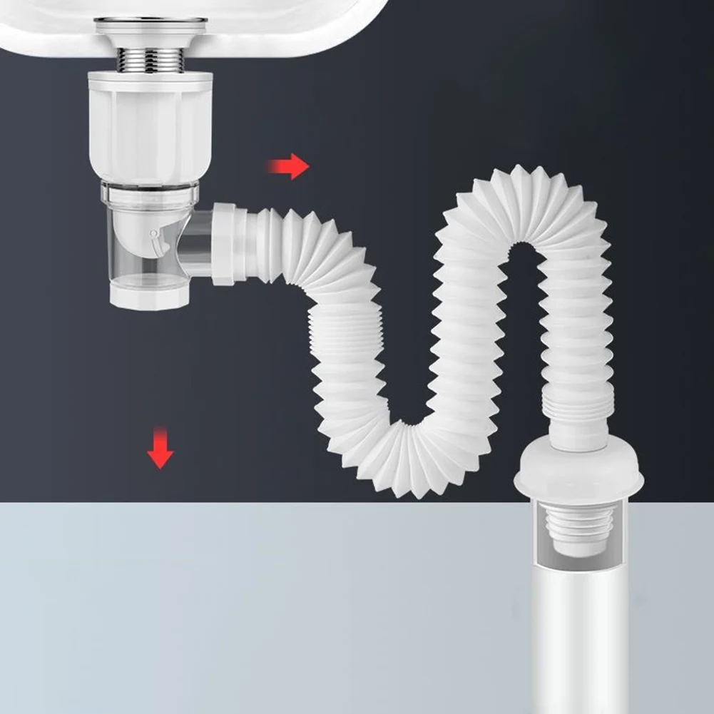

Bathroom Sink Drain Pipe Straight Side Discharge Horizontal Wall Drainage Pipes Smell-Proof & Easy Install Washbasins Parts