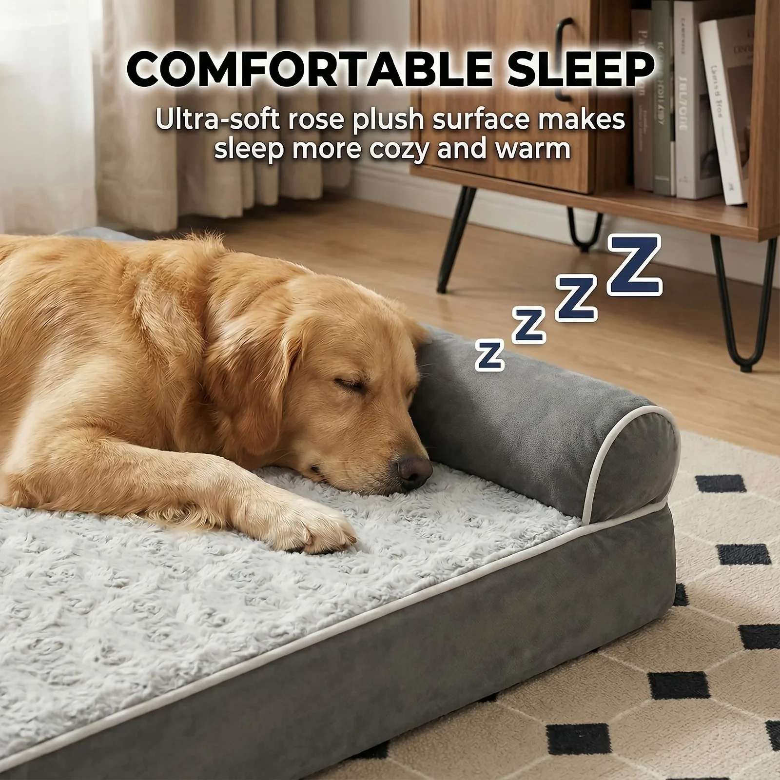 

KEEHOME Orthopedic Dog Sofa Bed for Large Dogs - Removable Washable Cover, Protective Lining, and Non-Slip Bottom.