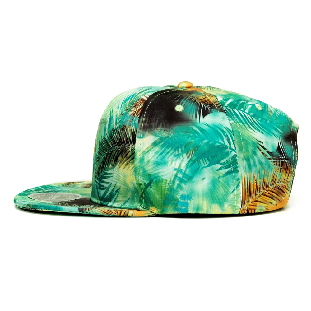 Personality Leaves Graffiti Printing Snapback Cap Cool Flat Bill Baseball Hats Outdoor Streetwear Hip Hop Caps for Men Women