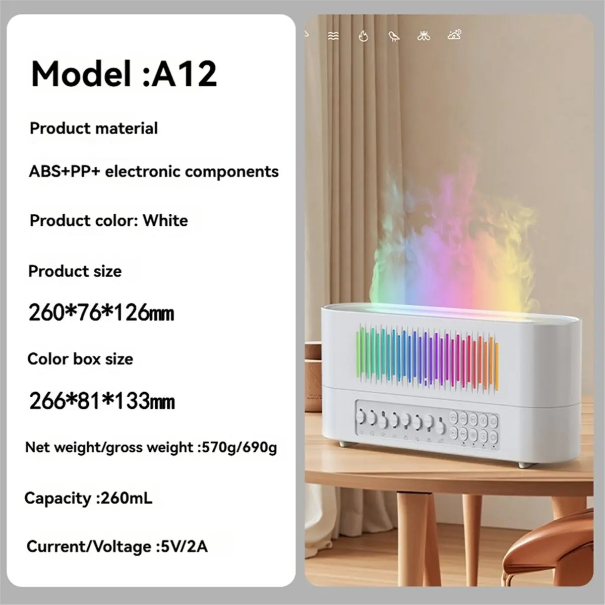 Aroma Diffuser with Bluetooth Speaker Essential Oil Diffuser A ABS White Noise Sleep Sound