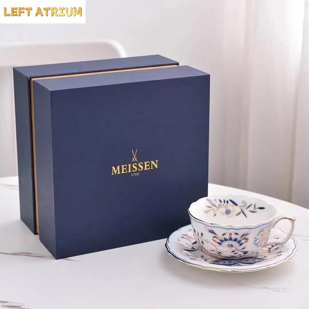 Meissen Flower Red Gold een Onion Blue Onion Coffee Cup Plate Cerc European Sle Countryside Theme Dining Utensils