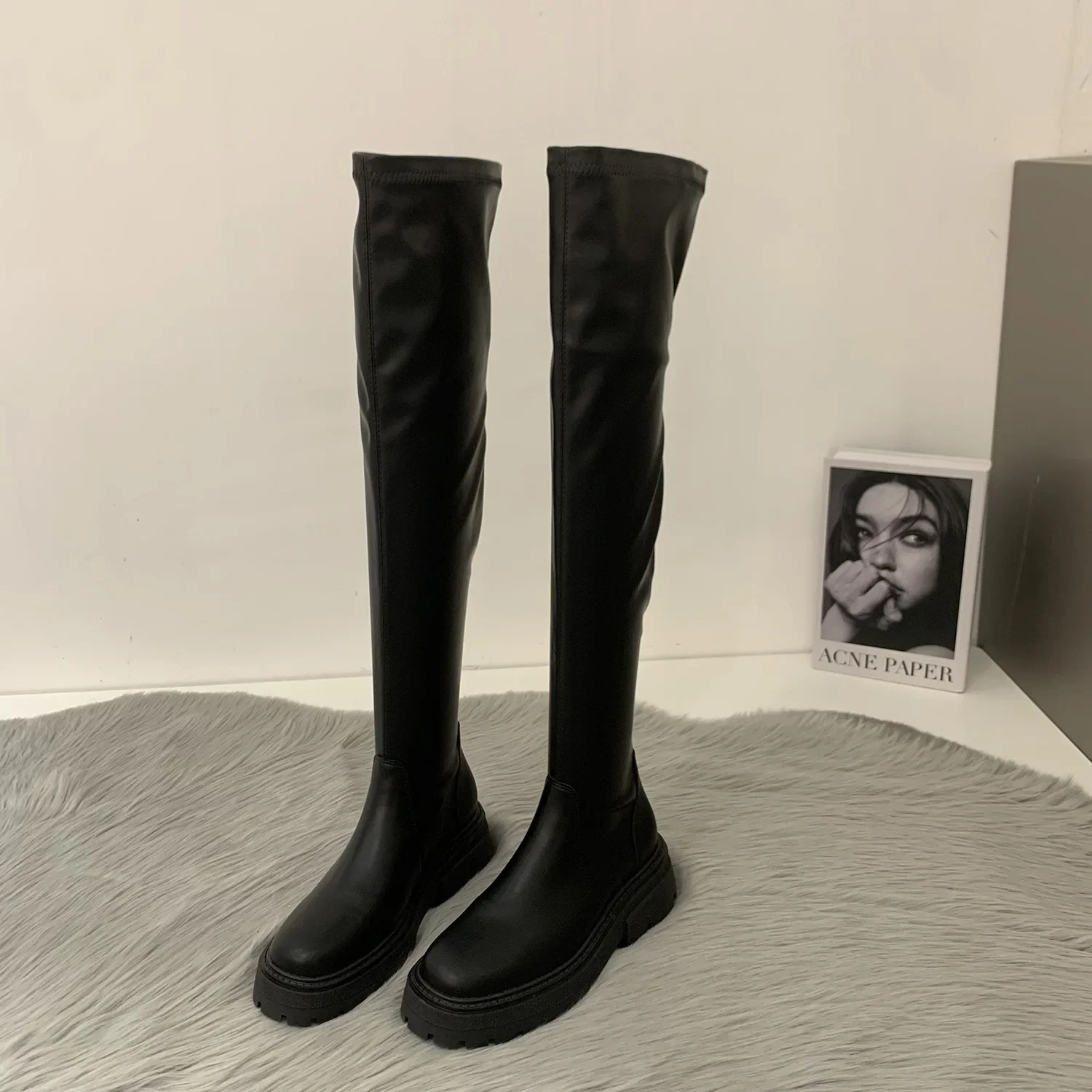 Over The Knee Boots Women Thigh High Boot Thick Bottom  Winter Ladies Above Knee Boot Platform Heel Female Shoes