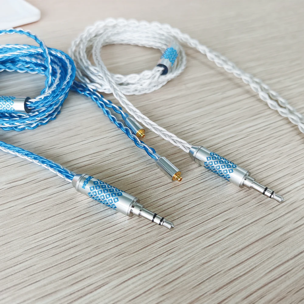 

QIGOM MMCX Detachable Eight-core Silver-Plated OFC Braided Audio Cable with Rhodium Headphone Jack Connector