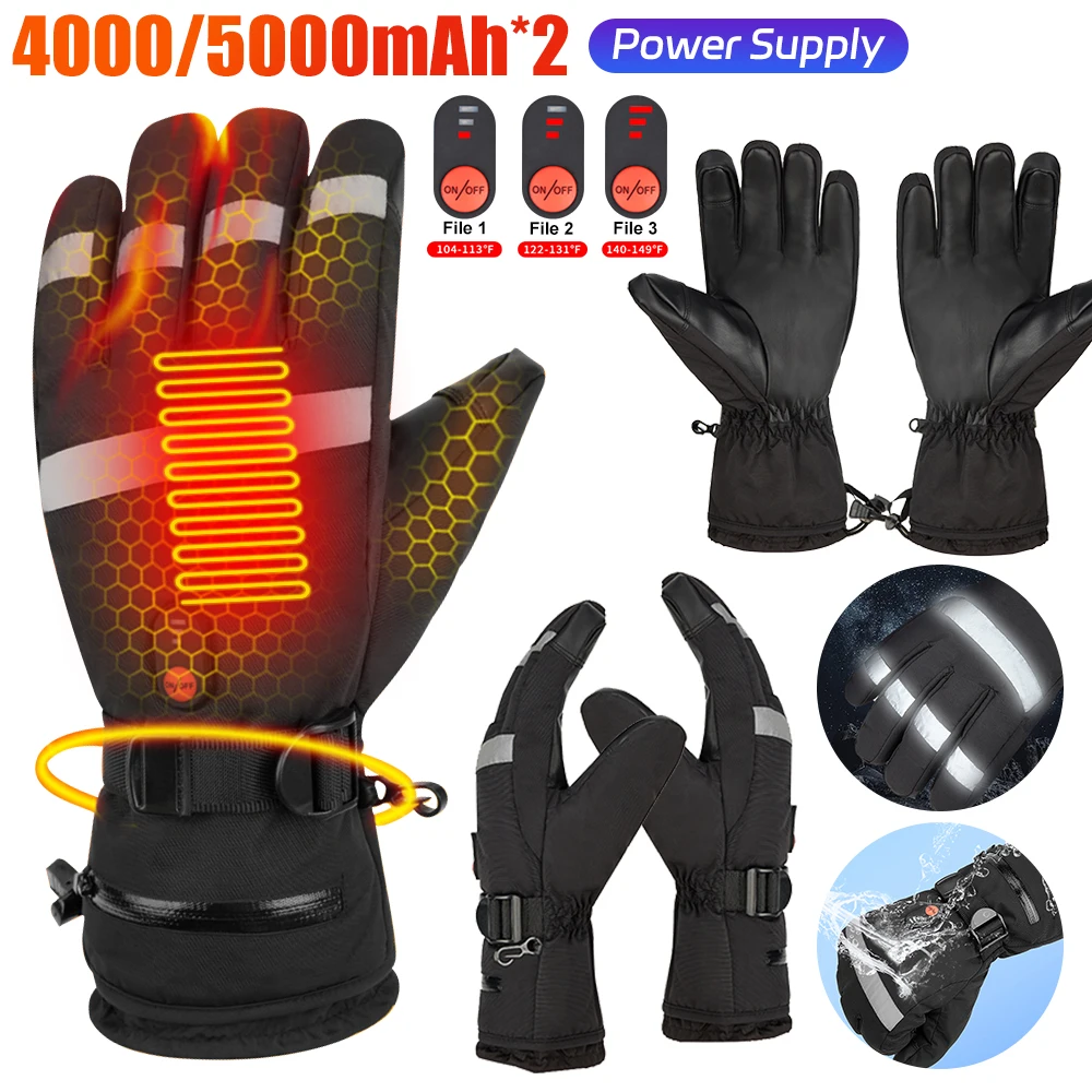 

3M Electric Heated Gloves Men Women Winter Thermal Gloves Hand Warmer Rechargeable Heating Touch Screen Snowboard Ski Gloves