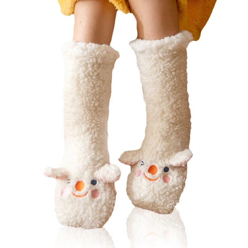 MOJITO Women Kawaii Winter Home Socks Cute Rabbit Animal Thicke Warm Fleece Cozy Slipper Socks Christmas Gifts