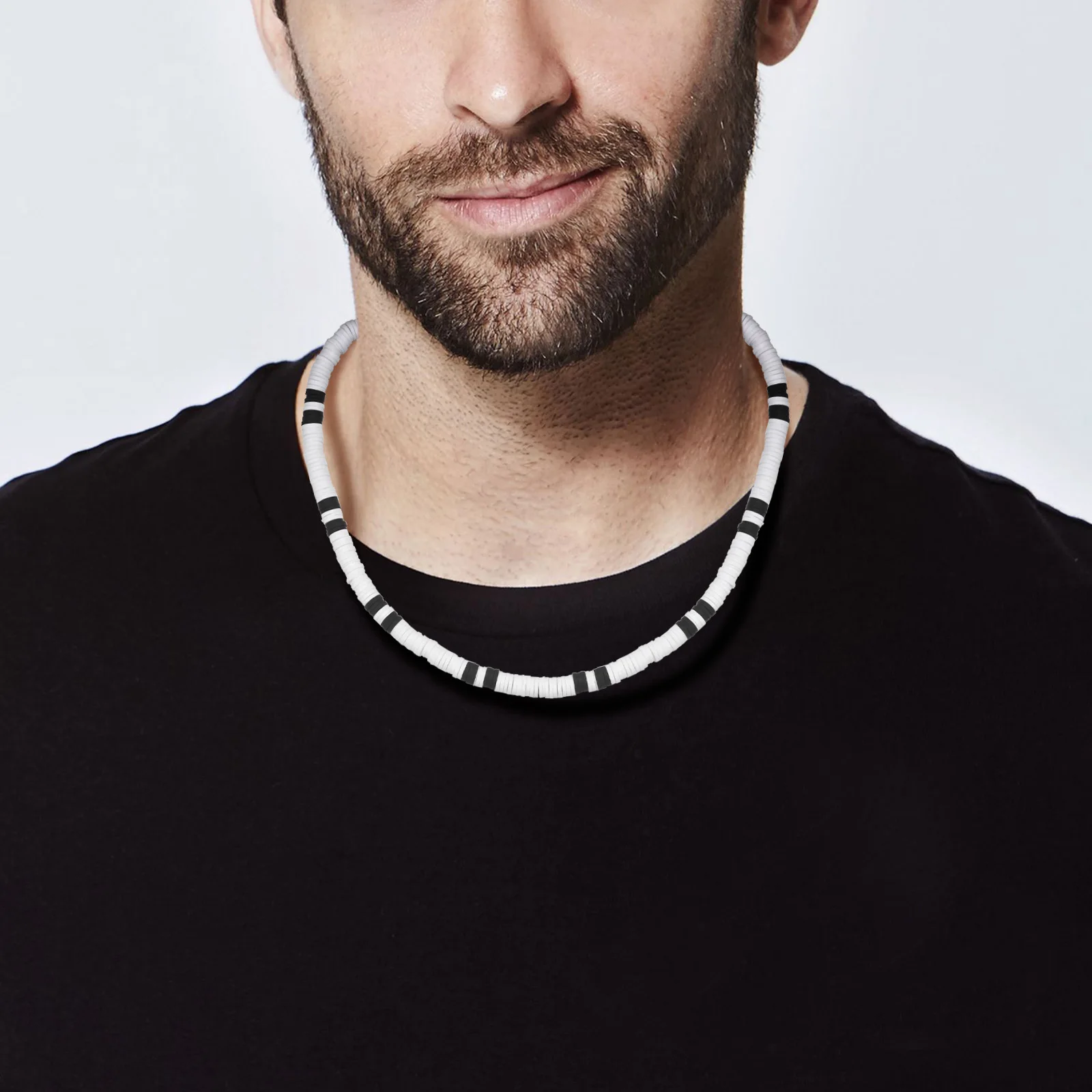 Mprainbow naszyjnik z koralików dla mężczyzn, ręcznie robiony męski naszyjnik z koralików Choker dla chłopców, męski naszyjnik Surfer Heishi z drewnianymi koralikami