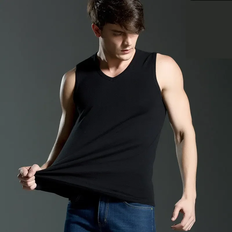 Pure Cotton 100%  Men\'s Tank Top MRMT 2024 Brand New Wide Shoulder Men Vest Sleeveless Exercise Tops For Male Elastic Man\'s Vest