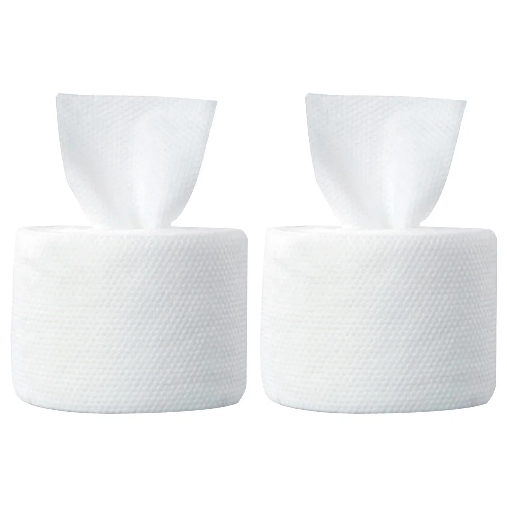 2 Rolls Cotton Disposable Face Washing Towel Soft Wet Dry Use Facial Tissue Makeup Remover Nail Polish Remover