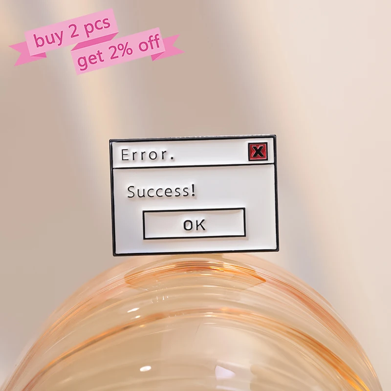 System Error Enamel Pins Custom Success is Ok Brooches Lapel Badges Funny Jewelry Gift for Kids Friends