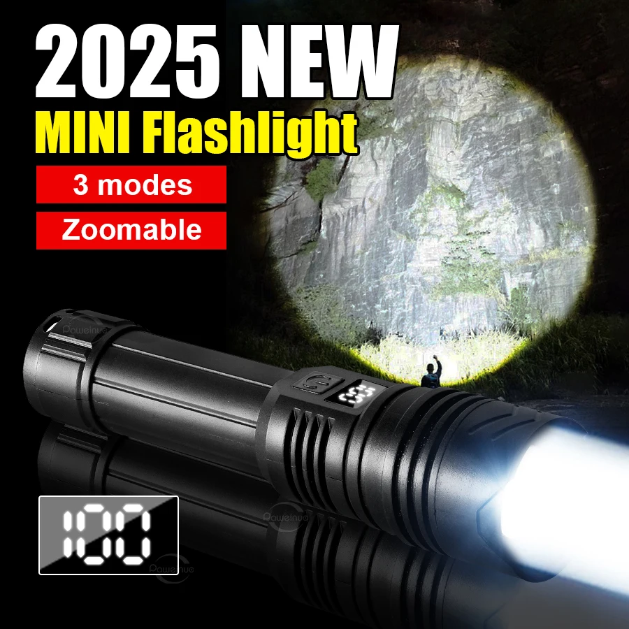 

High Power Rechargeable LED Tactical Super Bright Flashlight IPX6 Waterproof Zoomable Torch for Outdoor Camping Fishing Lamp