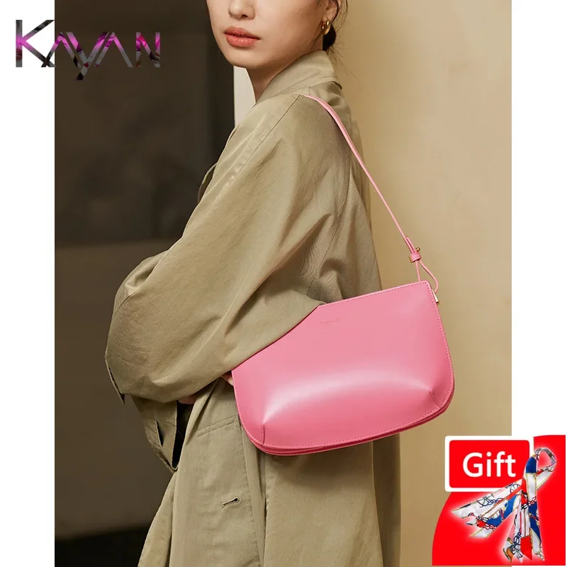 Korean Style 3 Layer Multi-pockets Split Leather Women Shoulder Handbag Casual Versatile Female Underarm Crossbody Saddle Bag