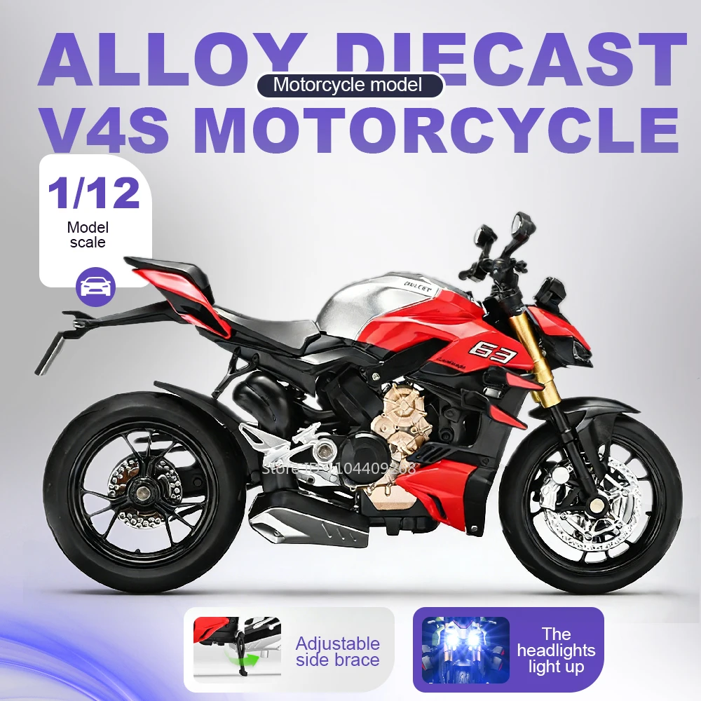 Scale 1:12 V4S CBR1000 Motorcycle Model Car Toy Shock Absorption Music Light Motorbikes Simulation Models Toys Collectible Item