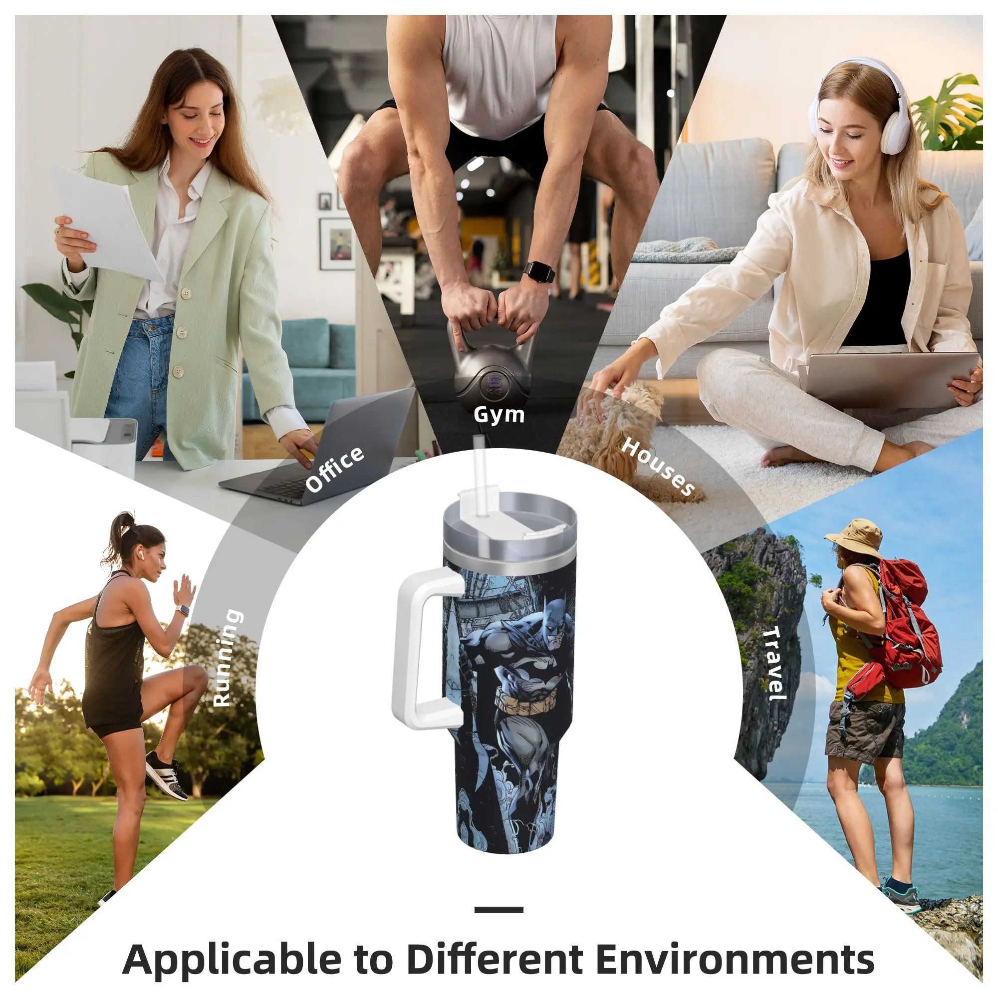 B-Batmans Cartoon Tumbler 3D Print Cold and Hot Water Bottle Heat Preservation Stainless Steel Coffee Mug Travelist Mugs Cup view 6