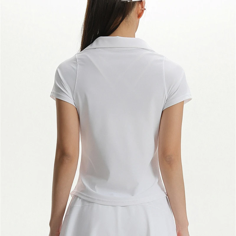Women's Tennis Polo Shirt Short Sleeve Quick Dry Breathable Running Yoga Gym Workout T-Shirt Top view 3