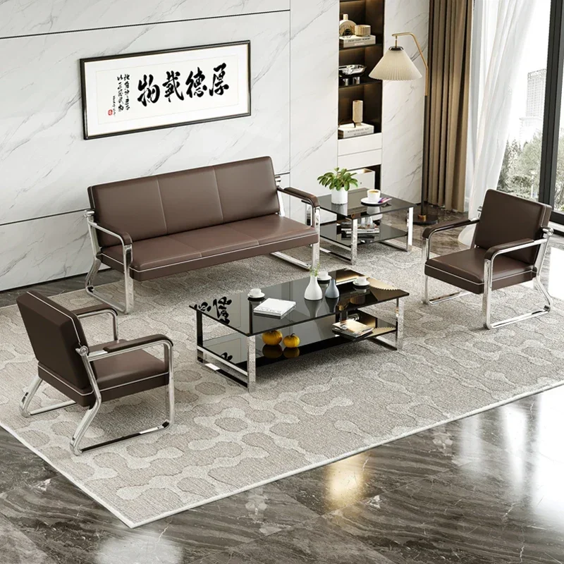 Hot  Sale  Office leisure steel frame sofa rest area reception room commercial office sofa coffee table combination