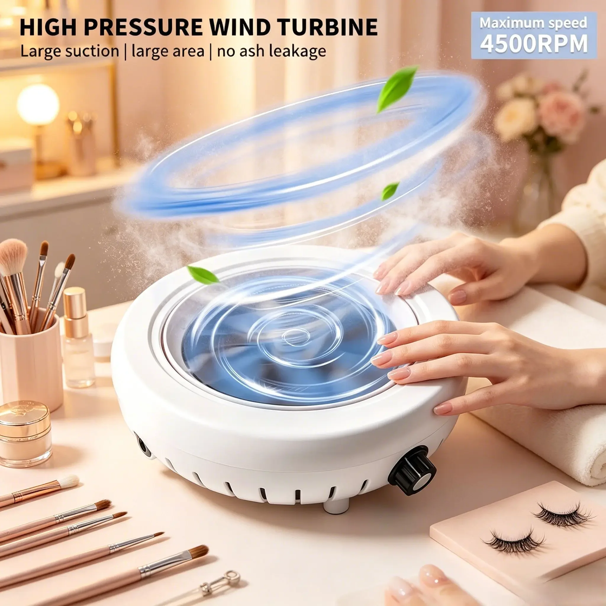 

45000 RPM Super Suction Nail Dust Collector, Powerful Manicure Vacuum Cleaner Fan with Filter, Professional for Nail Salon Use