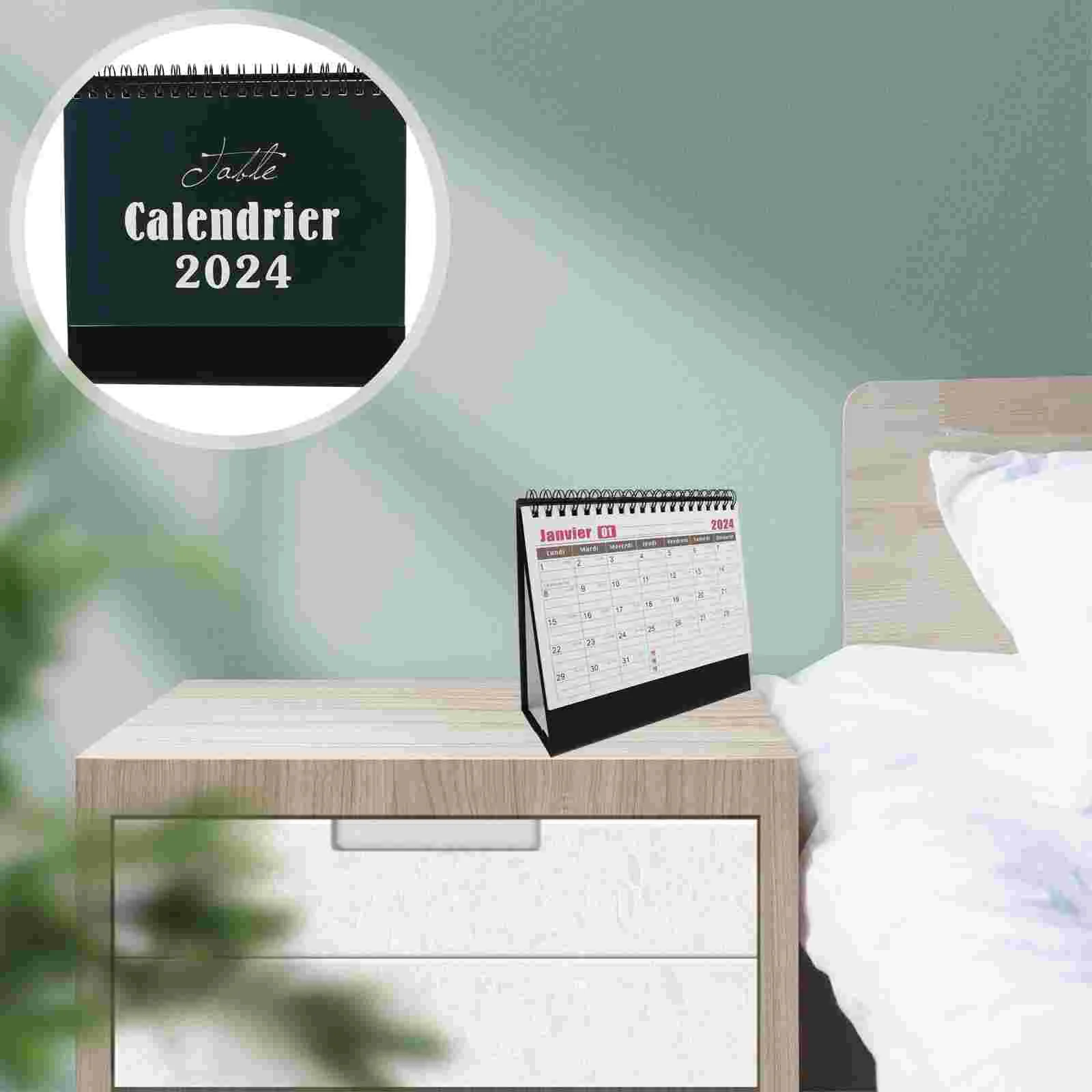 2024 Desk Calendar Draw on Tabletop Decorate Standing Monthly Daily Use Paper Note