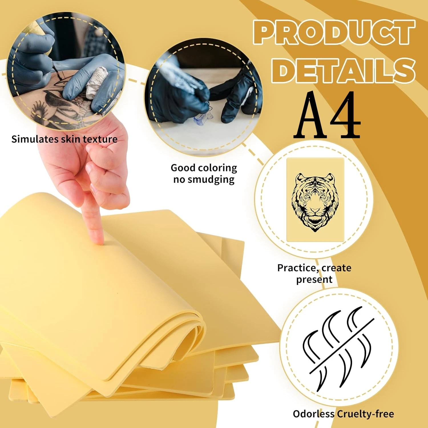 

A4 Permanent Makeup Tattoo Practice Skin Double Sides Big Size Fake Skin 3MM Thick Silicone Tattoo Accessory Eyebrow Training
