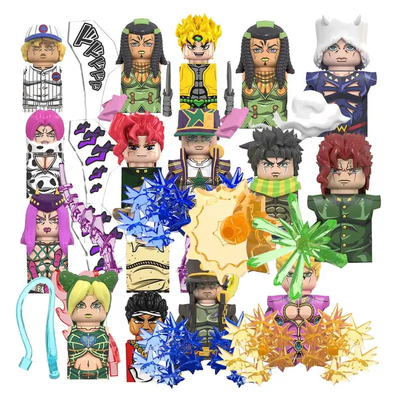 WM Blocks WM6160 JOJO Bizarre Adventure Emporio Hermes Foo Rikiel Narciso Enrico Jolyne Kujo Jotaro Anime Bricks Dolls Blocks