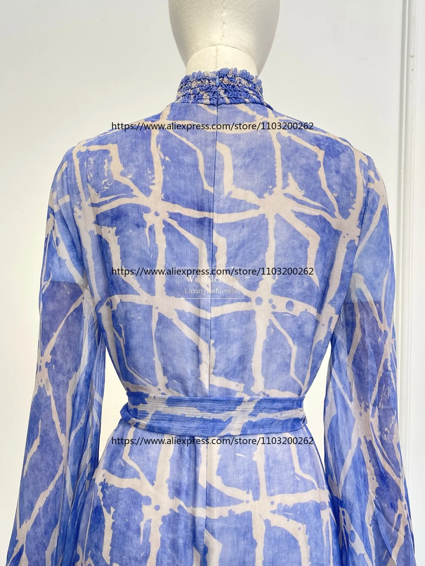 2026  Violet Floral Print Long Sleeve Ruffles Mini Dress